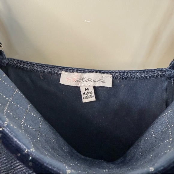 Blashe Baby Blue Glitter Cowl Neck Dress Size M – Fitted Perfect for New Year’s - Picture 5 of 6